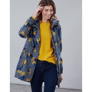 Golightly Womens Printed Waterproof Packaway Jacket - Navy Lilypad Stripe